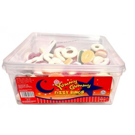 Yummy Gummy Fizzy Rings Tub 1000g