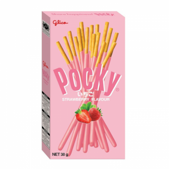 Pocky Strawberry 2.47oz (70g) - 10CT(Strawberry Cream Covered Biscuit Sticks)