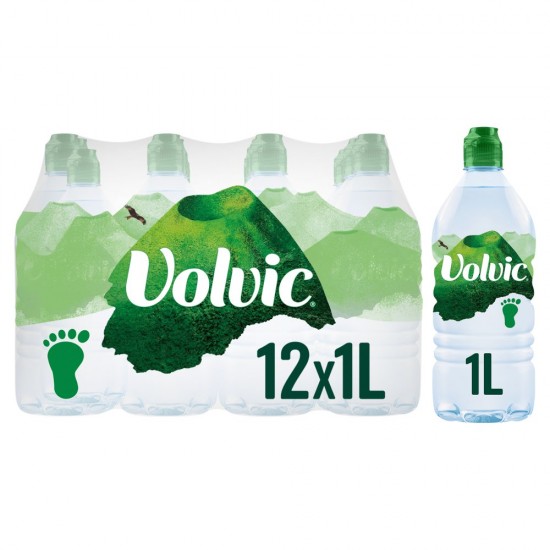 Volvic Natural Mineral Water Sports Cap 1 Litre (12 Pack)