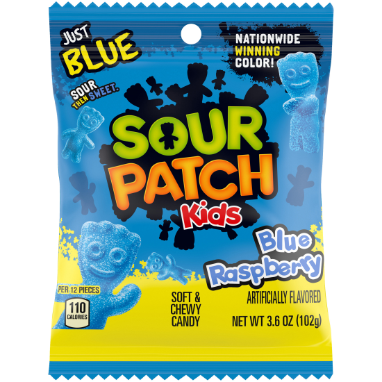 Sour Patch Kids Blue Raspberry Peg Bag 3.6oz (102g) - 12CT