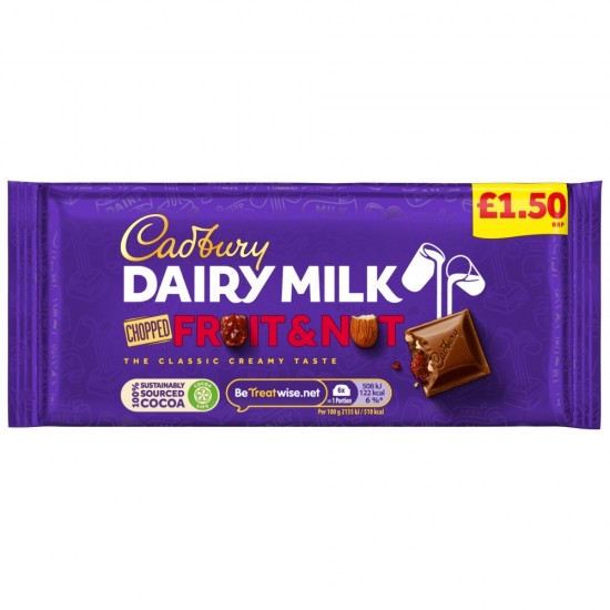 Cadbury Dairy Milk Chopped Fruit &Nut Blocks Price Mark £1.50