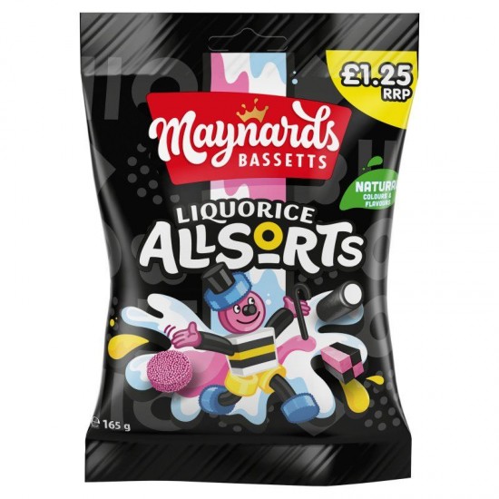 Maynards Bassetts Liquorice Allsorts 130g Price Marked £1.25 x 12