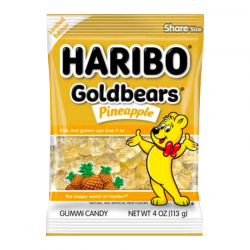 Haribo Peg Bag Gold Bears Pineapple(USA) 4oz 