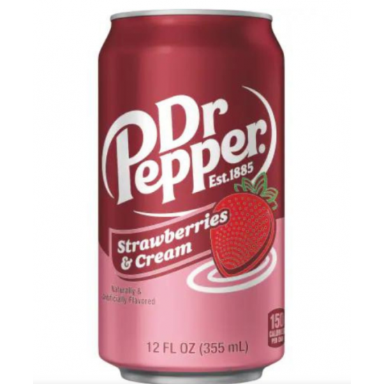 Dr Pepper Strawberries & Cream Flavour USA Cans 355ml