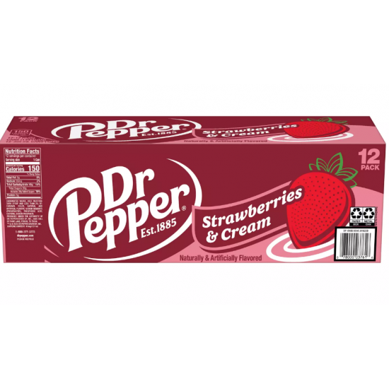 Dr Pepper Strawberries & Cream Flavour USA Cans 355ml