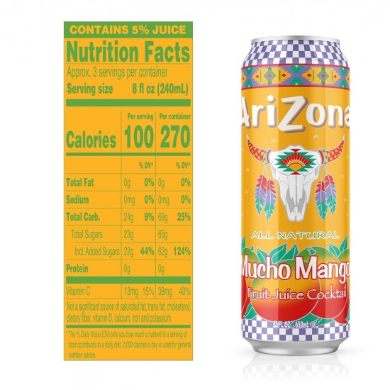 Arizona Mucho Mango Fruit Juice Cocktail Cans 650ml