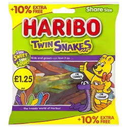 Haribo Twin Snakes 154g Price Mark £1.25