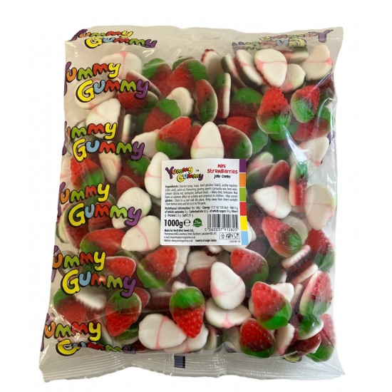 Yummy Gummy Mini Strawberries 1Kg Bag