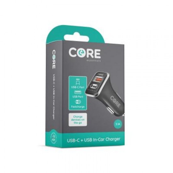 Core USB-C + USB Car Charger  3.1A (RRP £8.99)