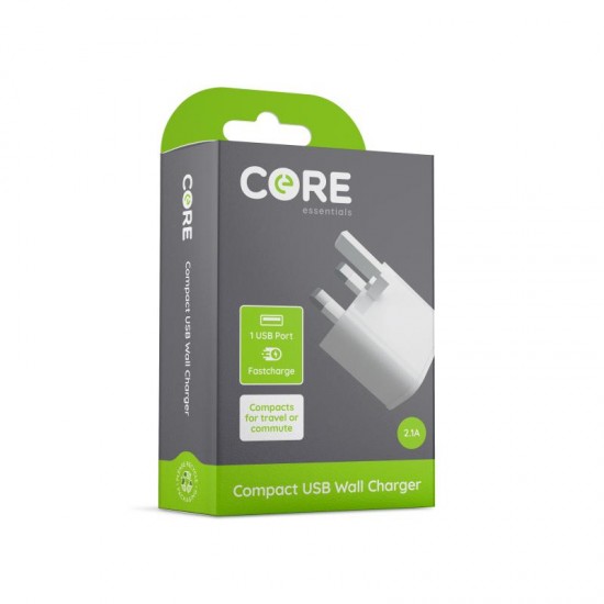 Core Single USB Compact Wall Charger 2.1A