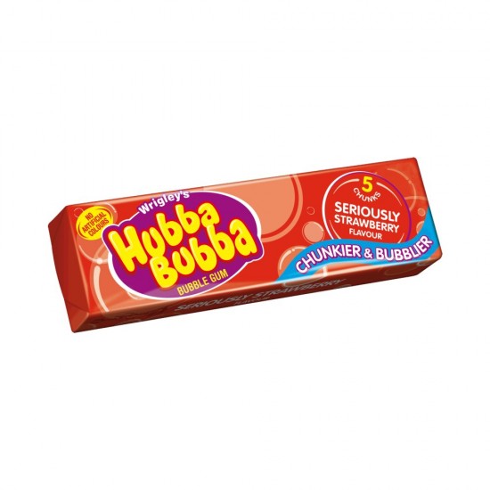 Hubba Bubba Seriously Strawberry Flavour Bubble Gum 5 Chunky Chews