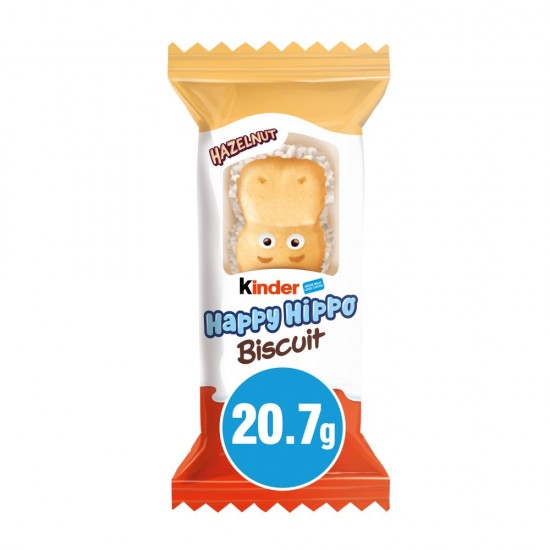 Kinder Happy Hippo Milk & Hazelnut Filling Wafer Biscuit Snack Bar 20.7g(Cocoa)