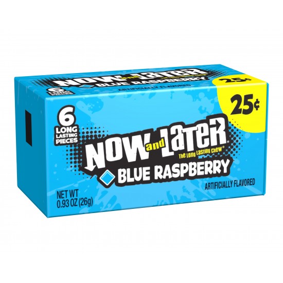 Now & Later 6 Piece CHEWY Blue Raspberry Candy 0.93oz (26g)