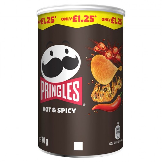 Pringles Hot & Spicy 70g  Price Marked £1.25 x12